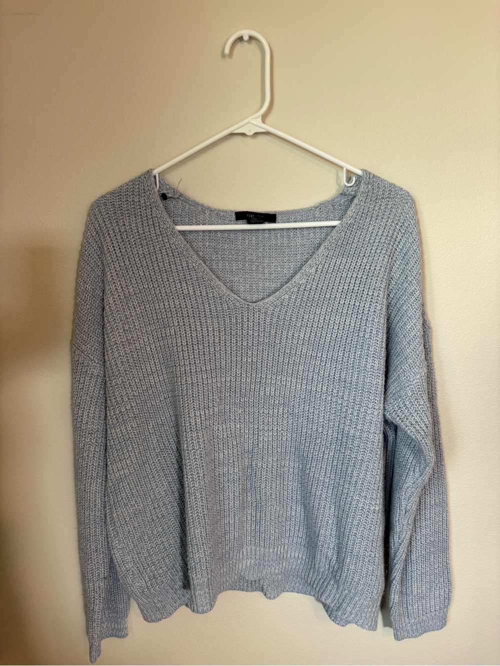 Forever 21 Light Blue V-Neck Knit Sweater
